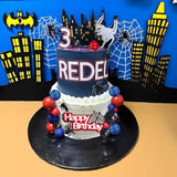 Spider/Web Cake Topper w/ Red/Black/Blue Balls for Boys Birthday/Baby Shower Decor