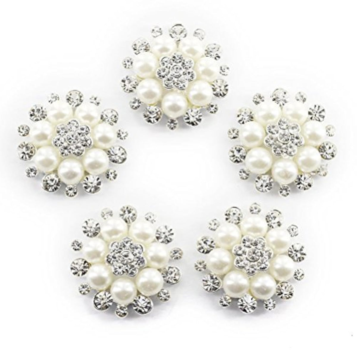10 Pieces Pearl Rhinestone Buttons, Faux Pearl Snowflake Rhinestones B
