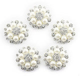 10 Pieces Pearl Rhinestone Buttons, Faux Pearl Snowflake Rhinestones B