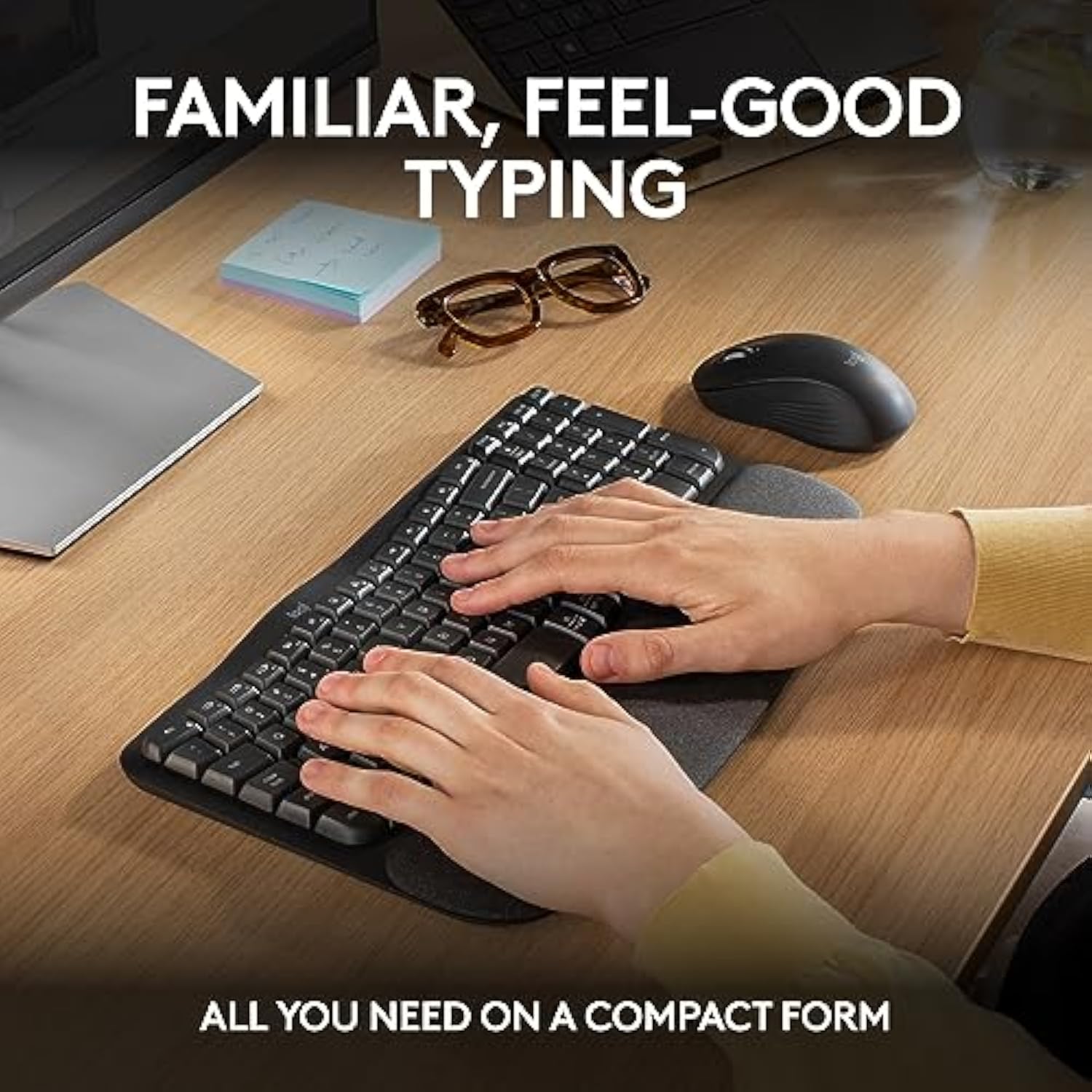 Logitech Wave Keys MK670 Combo, Wireless Ergonomic Keyboard with Signature M550 L Wireless Mouse, Comfortable Natural Typing, Bluetooth, Logi Bolt, for Multi-OS, Windows/Mac - Graphite