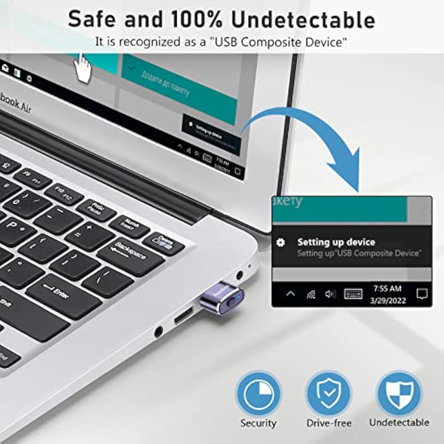 Mouse Jiggler Undetectable Metal Usb Mouse Mover With Switch Button, Automatic