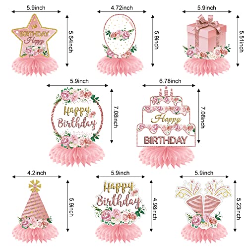 Floral Happy Birthday Decorations Honeycomb Centerpieces for Women Girls