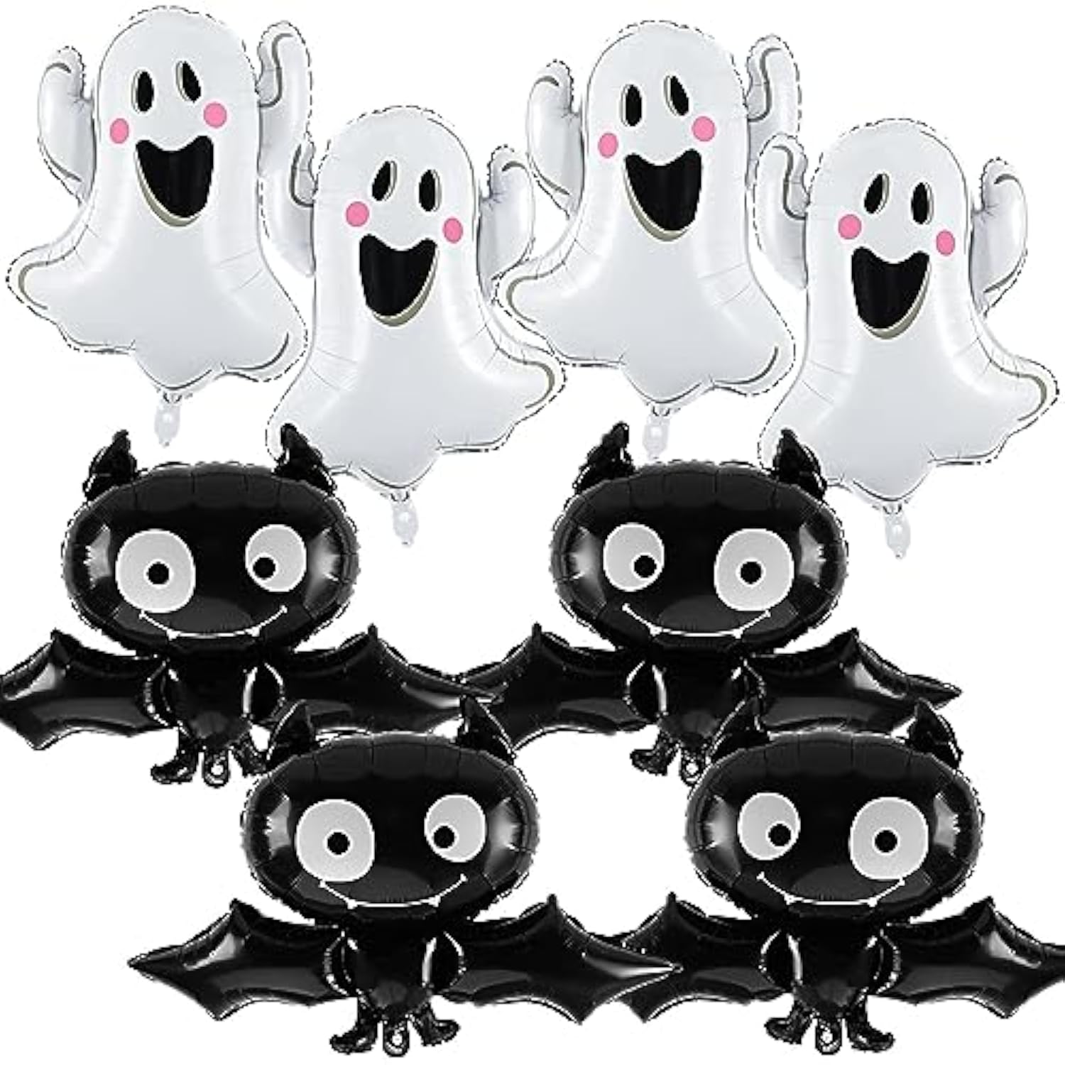 10Pcs Halloween Foil Balloons - 30" Mylar Ghost & Bat Balloons for Party Decorations