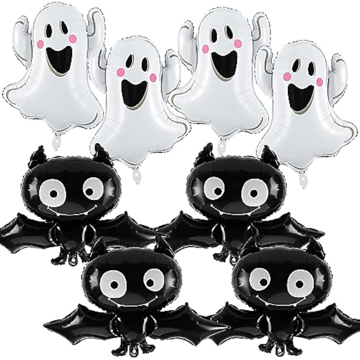 10Pcs Halloween Foil Balloons - 30" Mylar Ghost & Bat Balloons for Party Decorations