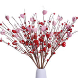 6 Pack Valentines Day Picks 17 Inch Valentines Floral Picks Valentine Berry Stems Heart Berry Stems With Pink Red Heart Berries For Valentine’S Day Gifts Vase Table Decor