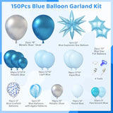 Blue Balloon Garland Kit: 150 Pcs Pastel Baby Shower Decor