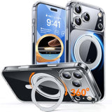 360 Degree Spin Magnetic Stand for iPhone 17 Pro Max Clear Case