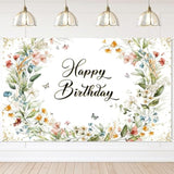 Floral Butterfly Birthday Backdrop – 70.8" x 43.3" Wildflower Banner for Girls' Party Decor