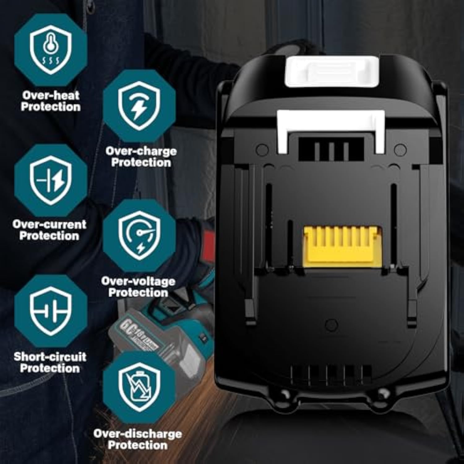 2-Pack 18V 6.0Ah Replacement Batteries for Makita with Dustproof Covers