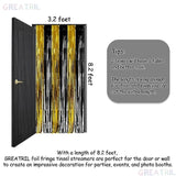 Black & Gold Party Streamers 3.2x8.2ft Foil Fringe Backdrop 2 Pack