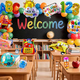 16Pcs Back to School Balloons ABC 123 School Bus Pencil Party Decor