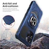 for BLU View Speed Ultra 5G Phone Case with Tempered Glass Screen Protector,Dual Layer Shockproof Protection Cover,with Ring Kickstand (Blue)