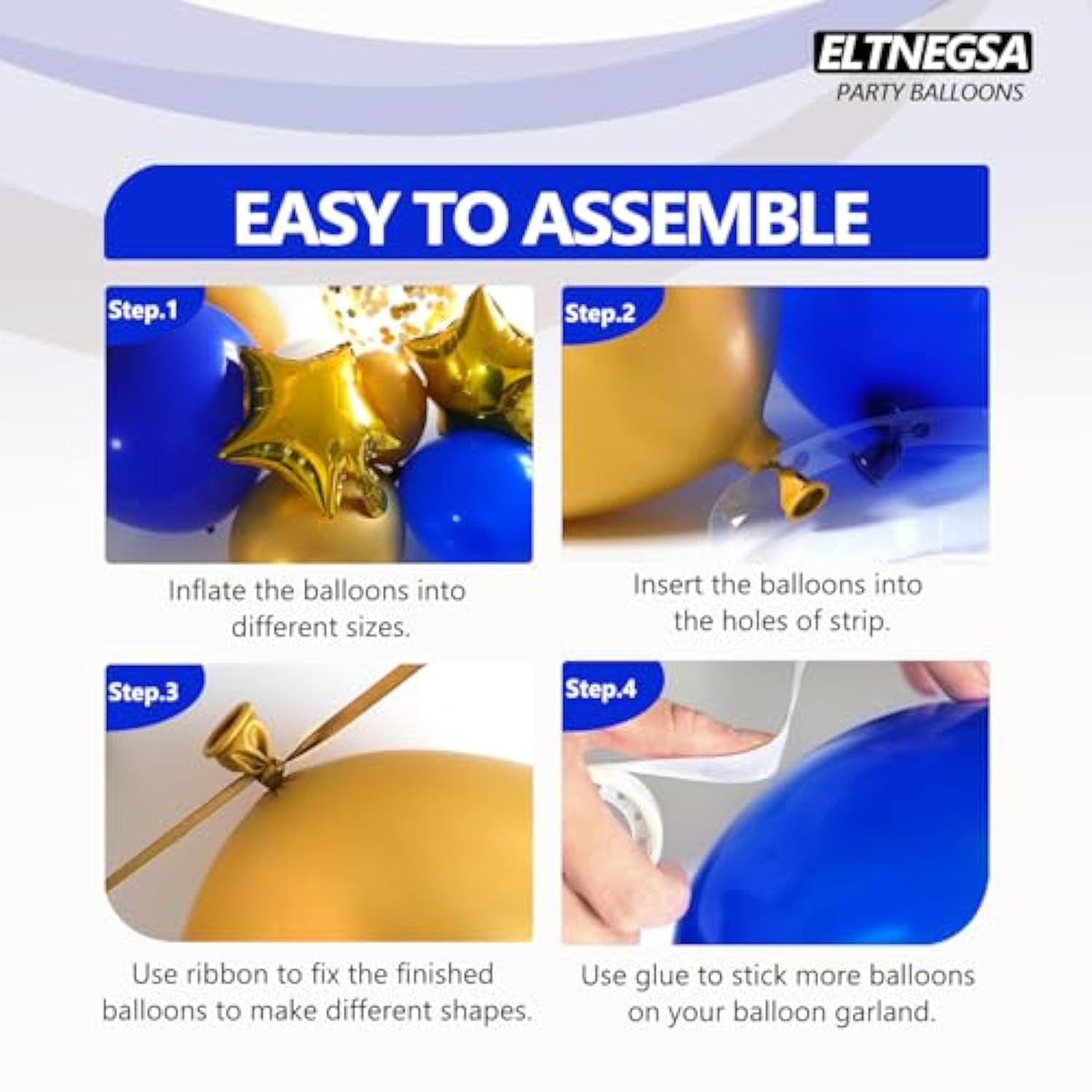 Royal Blue and Gold Balloon Arch Kit: Party Decor (187pcs)