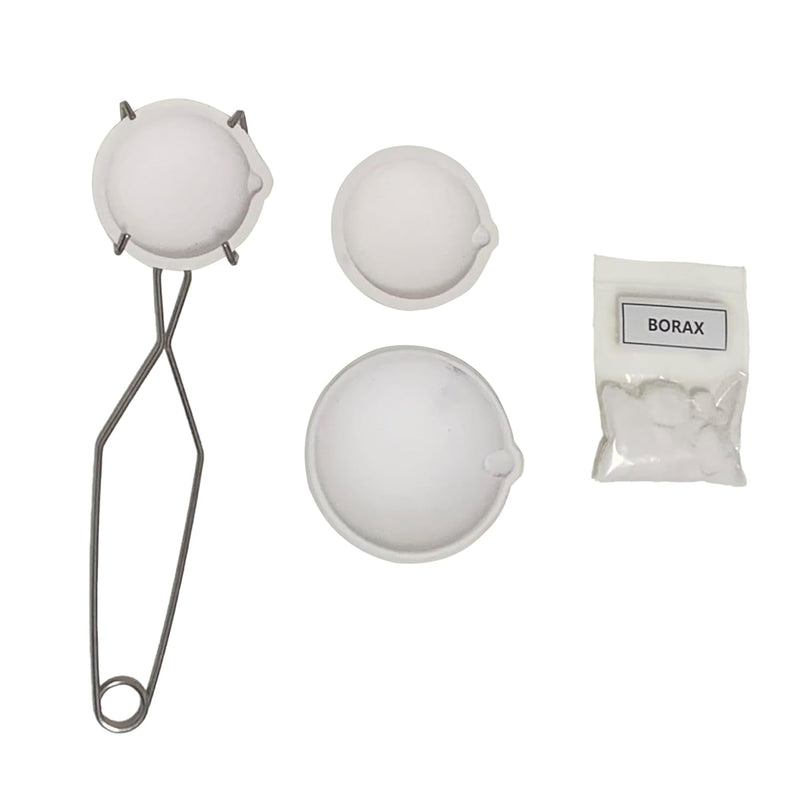 1Pc 500G And 2 Pcs 150G Ceramic Crucible Bowl Dish Cup Set Refining Melting Gold Silver Copper Jewelry Tool With Whip Tongs Handle 2A And 20G Pure Borax For Metal Melting