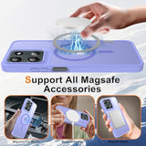For Motorola Moto G 5G 2025 Case Magnetic Shockproof, [Fit For Magsafe] [Glass Screen Protector] Translucent Anti-Fingerprint Case For Motorola Moto G 5G 2025 (Light Purple)