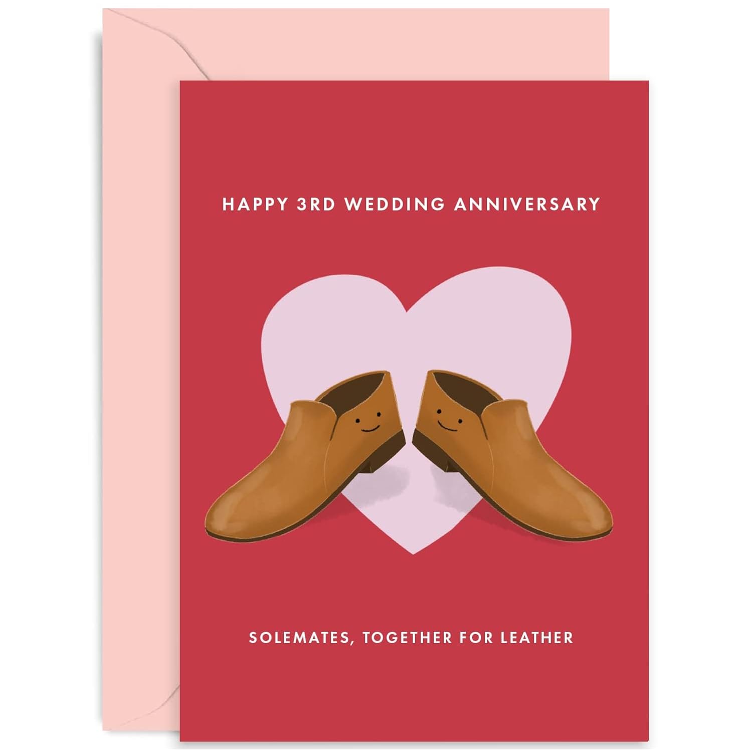 Old English Co. Happy 3Rd Anniversary Card - Leather Anniversary Greeting Card - Funny 3Rd Anniversary Card For Husband Or Wife - Paper Wedding Anniversary Card For Couple | Blank Inside With Envelope