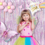 Pink Streamers Tinsel Foil Fringe Curtains - 2Pcs 3.2X8.2Ft Metallic Photo Booths Backdrop For Easter Girl Princess Birthdays Bridal Shower Sweet Engagement Bachelorette Party Decorations