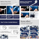 Birthday Party Decorations Confetti Balloons Kit Happy Birthday Photography Backdrop Banner Tablecloths For Boys Girls Men Women Birthday Party Supplies Decor(Navy Blue And Silver)