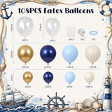 Nautical Balloon Arch Kit, 108 PCS Navy Blue Sand White Gold Clear Balloon Garland for Nautical Theme Baby Shower It’s a Boy Sailor Birthday Anchor Sea Sailing Cruise Ocean Animals Party Decorations