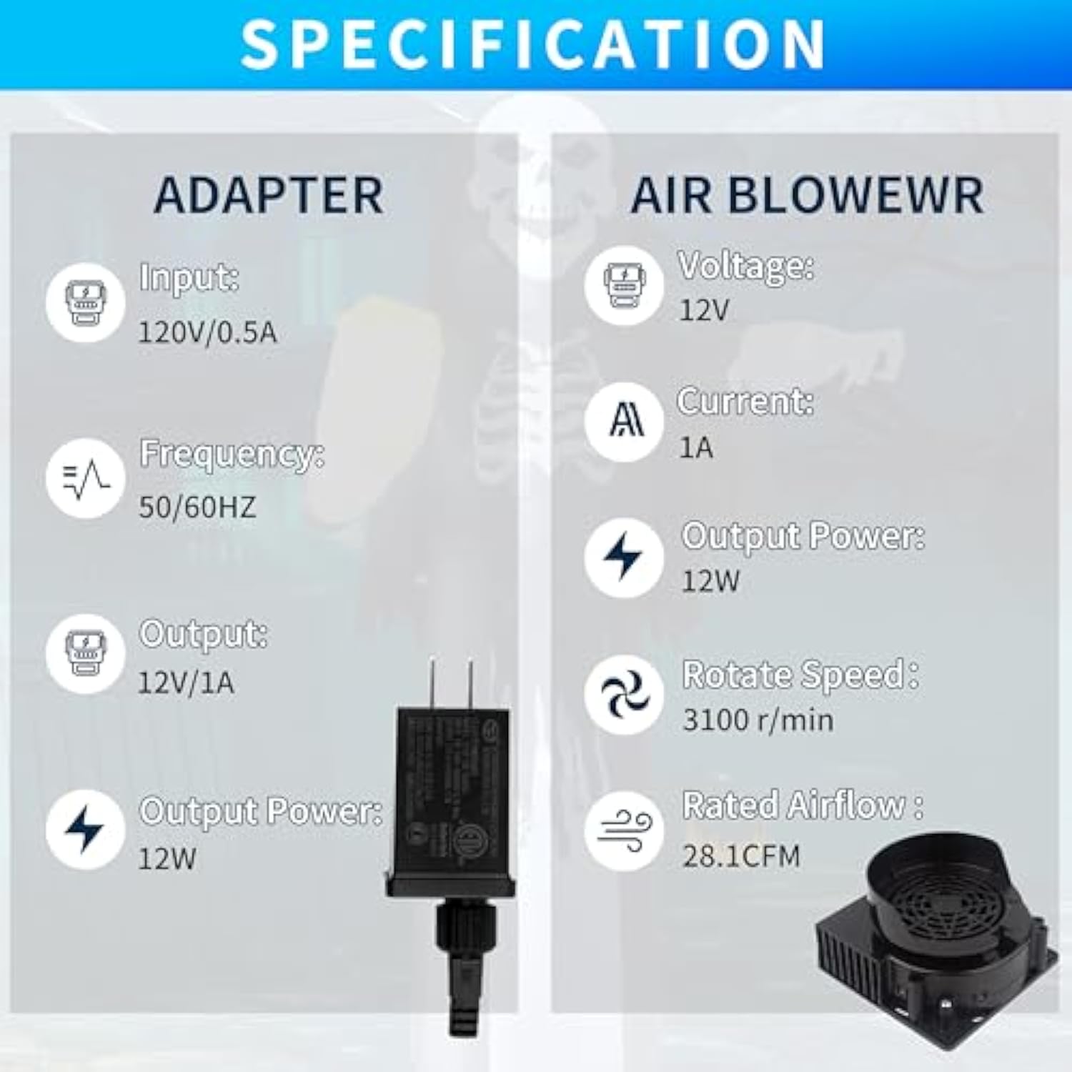 Inflatable Replacement Fan Blower, Mini Air Blower With 4 Led Light,3100(R/Min) Waterproof Fan Blower Motor For 3-9Ft Ha