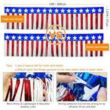 4 Packs 39Ft 4Th Of July Parade Floats Foil Fringe, Each 10 Ft X 15'' American Flag Stripes And Stars Tinsel Patriotic Foil Fringe Garland For 4Th Of July Trailer Car Graduation Homecoming Party