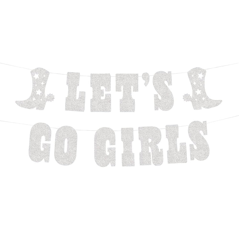 Let'S Go Girls Glitter Banner - Silver, 5 Ft. | Bachelorette Party Dec