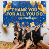 Thank You Banner Backdrop, 5.9x3.6Ft, Appreciation Decor for Employees & Teachers