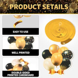 12pc Black Gold Happy New Year 2026 Hanging Swirls Party Decorations