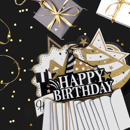 Happy 21st Birthday Decorations,21st Bday Gold Glitter Shiny Stand Honeycomb Table Centerpieces - Cheers to 21 Years Old Birthday Party Photoprop Gift Sign.