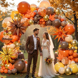 178Pcs Fall Balloon Arch Kit with Starburst Foil for Thanksgiving & Party Decor