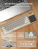 Foldable Travel Keyboard With Touchpad & Number Pad, Bluetooth Wireless Portable Folding Full Size Keyboard With Trackpad For Pc Laptop Ipad Tablets Smartphone, Silicone Leather Cover, Khaki