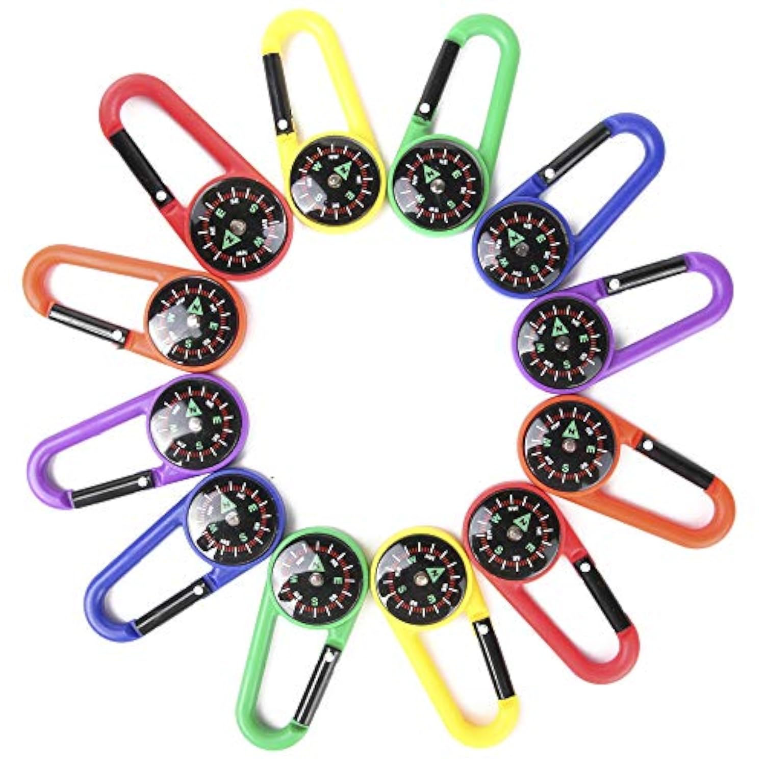 Carabiner Compasses For Kids Toy Compass Belt Clips School Prizes Party Favors 24 Pack