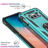 For Galaxy S10E Case With Screen Protector, Grade Shockproof Heavy Duty Protective Phone Cover Pass 16Ft Drop Test With Magnetic Kickstand Car Mount Holder Turquoise