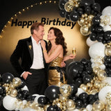 Black Gold White Balloon Arch Kit Metallic Confetti Balloons Party Decor