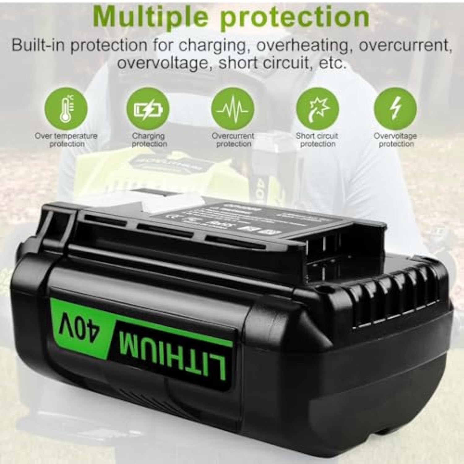 6.5Ah 40 Volt For Ryobi Battery 40V Op4026 Op4050 Op4060 Op40601 Replacement For Ryobi 40V Lithium Battery