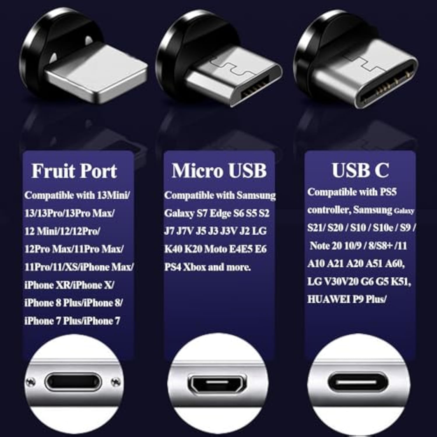 3 In 1 Magnetic Light Up Charging Cable 360 Rotating Led Phone Charger Multi Charging Cable Led Flowing Fast Charging Cord Compatible With Most Cell Phones(3.3Ft Colorful)