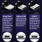 3 In 1 Magnetic Light Up Charging Cable 360 Rotating Led Phone Charger Multi Charging Cable Led Flowing Fast Charging Cord Compatible With Most Cell Phones(3.3Ft Colorful)