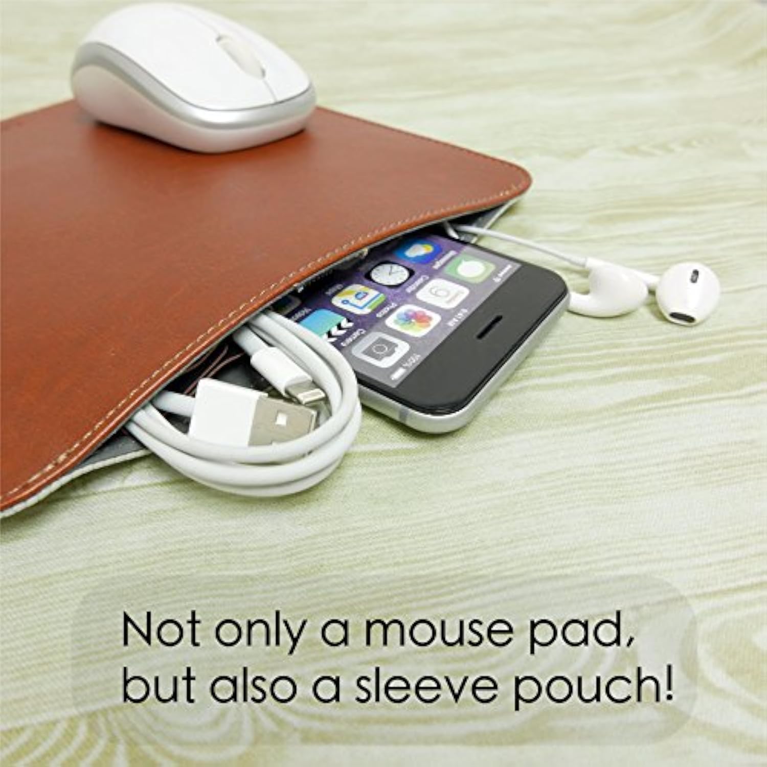 2 In 1 Multi-Functional Mouse Pad With Electronic Accessory Storage Pouch Carrying Bag Function + Bonus Web Cam Stickers (Brown)