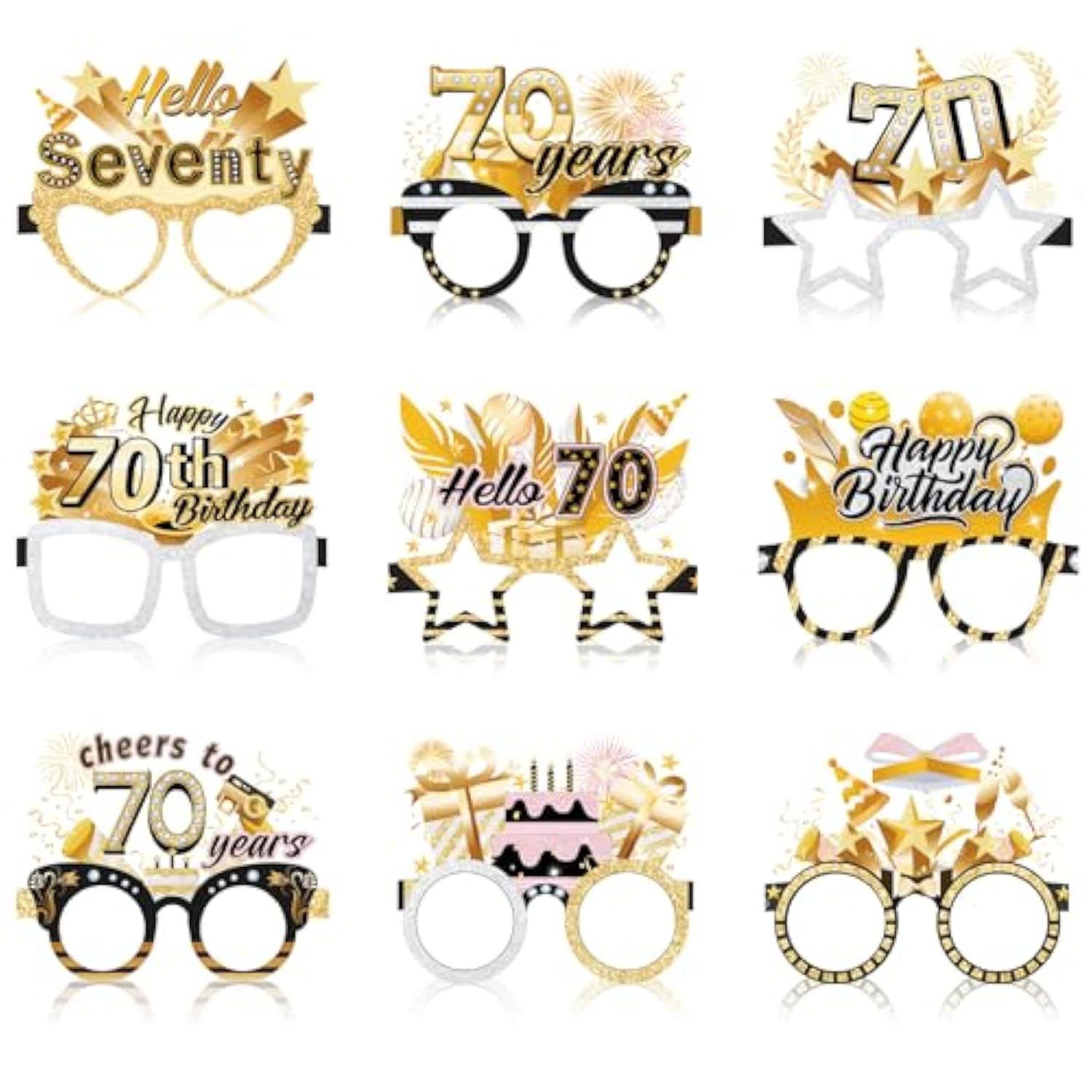 70Th Birthday Glasses - 18 Pack Paper Glasses For Men & Women, 70Th Birthday Party Favors & Props
