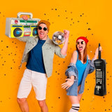 Inflatable Phone And Inflatable Radio Boombox,80S 90S Party Decorations,Hip Hop Party Decoration,Music Themed Party Decorations,Rappers B-Boys Costume Accessory For Disco Retro Theme Party Decorations