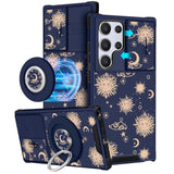 Samsung Galaxy S24 Ultra Phone Case with Ring Stand and Camera Cover, Cute Designed for Women and Girls, Compatible with Magsafe