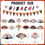 Hibachi Birthday Party Decorations - 14 Pcs Red Banner Pennant Garland Folding Fans Hanging Swirls Set Cherry Blossom Plum Dragon Asian Japanese Theme Supplies Favors Wall Ceiling Decor
