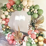 Retro Balloon Arch Kit, 125 Pcs Sage Green, Dusty Pink, Beige, White, Apricot, Blush Pink Latex Balloons For Boho Birthday, Wedding, Baby Shower Party Decor