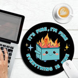 2 Pack Dumpster On Fire Mouse Pad, Funny Cute Mousepad For Desk Accessories, Small Round Mouse Pad For Wireless Mouse Gaming Computer Laptop, This Is Fine Home Office Supplies Decor