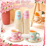 100-Piece Floral Tea Party Set – Disposable Cups with Handles & Plates