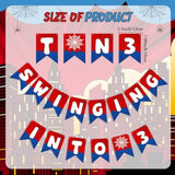 Spider Swinging Into 3 Birthday Banner, Spider Web Theme 3Rd Birthday Decorations Hanging Bunting Garland For Red Blue Cartoon Party Supplies
