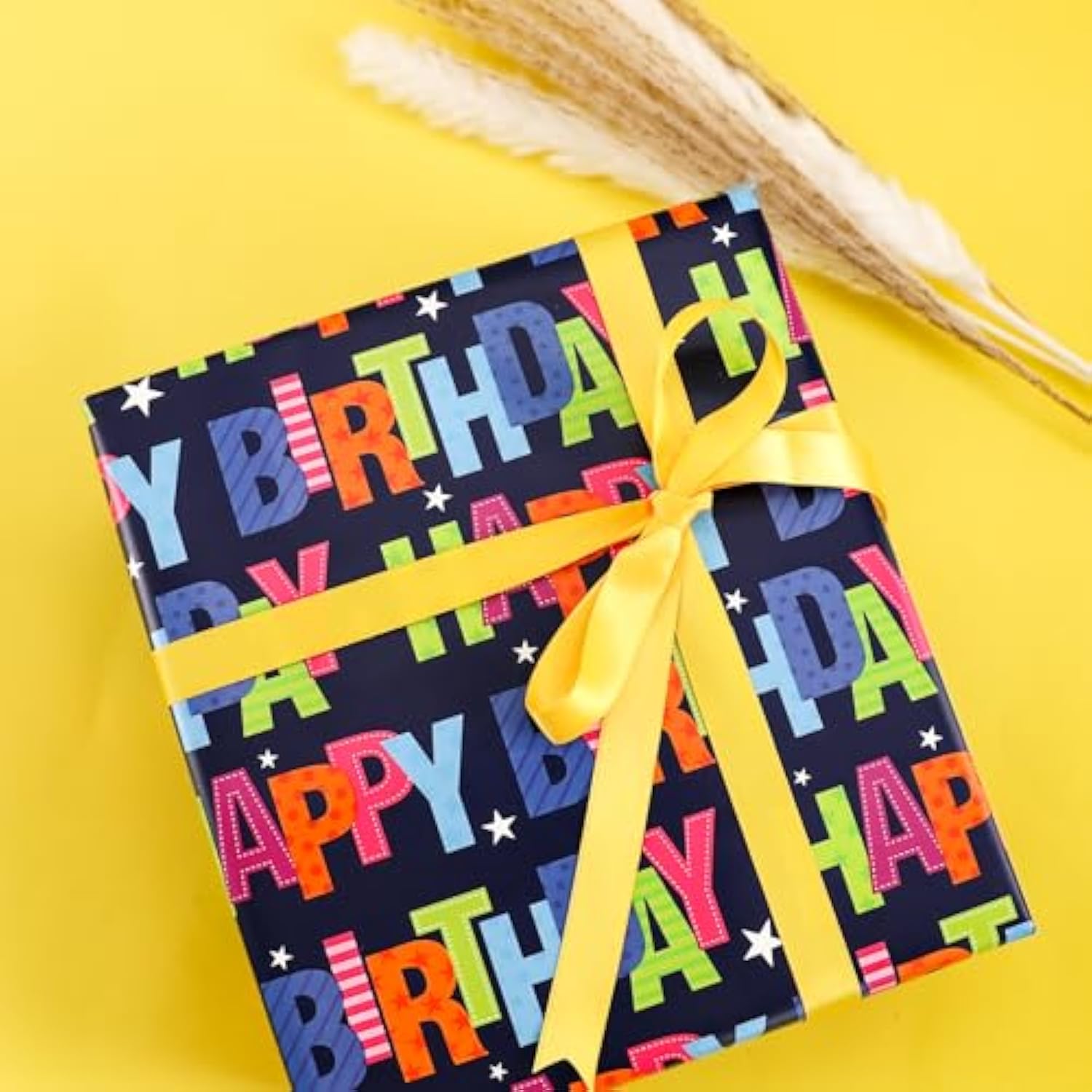 Colorful Birthday Wrapping Paper Roll - 17"x32.8', Fun Gift Wrap for Kids