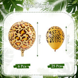 31Pcs Cheetah Balloons Set With 6 Pcs 22 Inch Cheetah Print Aluminum Foil Balloons & 25 Pcs Leopard Spots Latex Balloon For Wildlife Animal Zoo Jungle Safari Themed Birthday Party Decoration