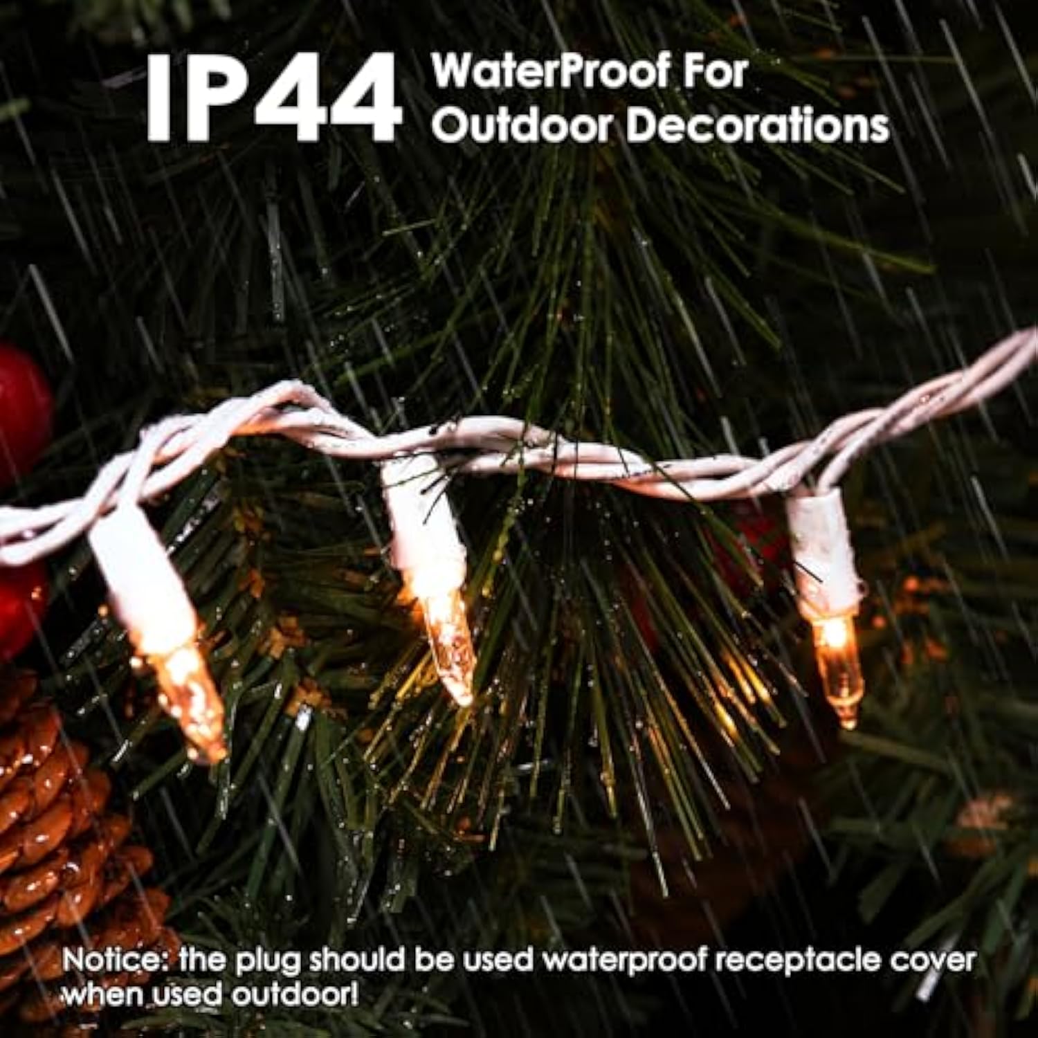 Christmas Lights 150 Count White Wire Ul Certified Connectable Warm White String Lights For Christmas Tree,Garland,Home,