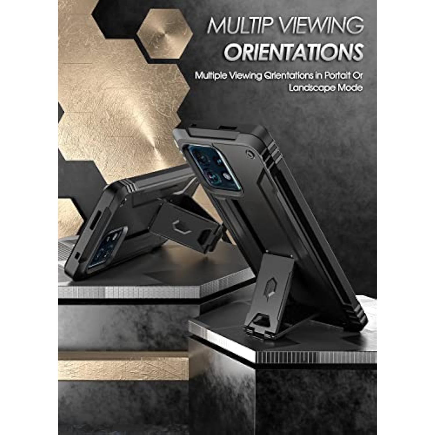 Revolution Case For Motorola Moto Edge Plus 5G 2023[Not For 2022 Version],[20Ft Mil-Grade Drop Tested], Full-Body Shockproof Protective Cover With Kickstand And Built-In-Screen Protector, Black